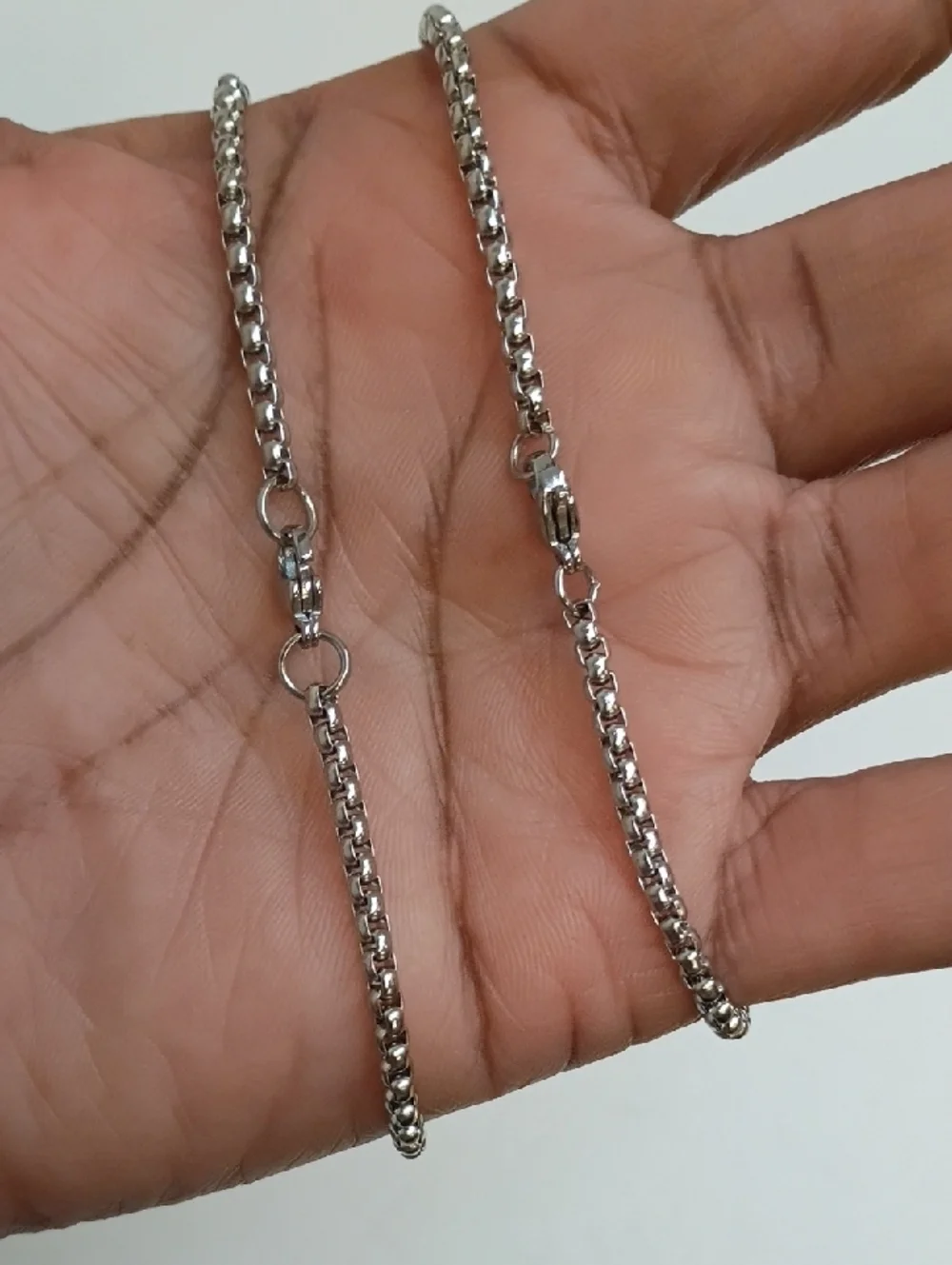 Silver Chain Bracelet Set Delicate Link Layered Stack 2 Piece